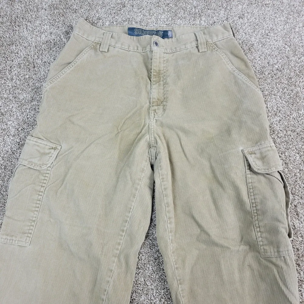 Levis Silver Tab Mens 32x32 Beige Corduroy Loose Fit Utility Cargo Pants‎